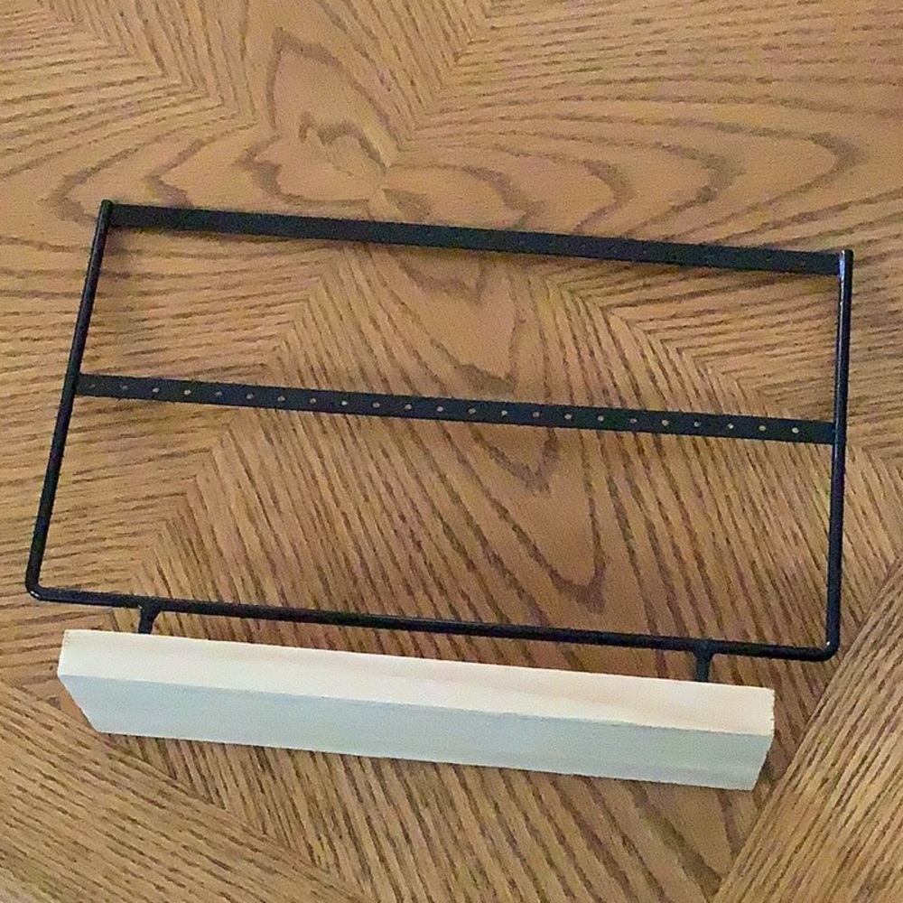 Black Metal and Wood Jewelry Holder for 24 Pairs of Earrings